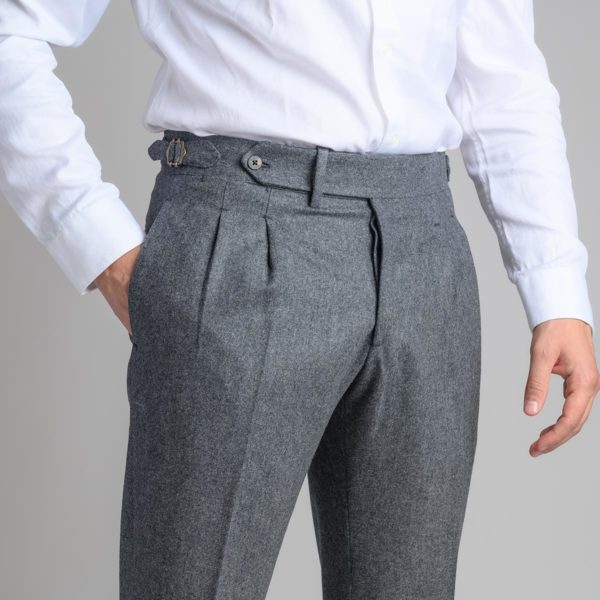 Medium Gray Two Pleats Trouser in VBC Flannel