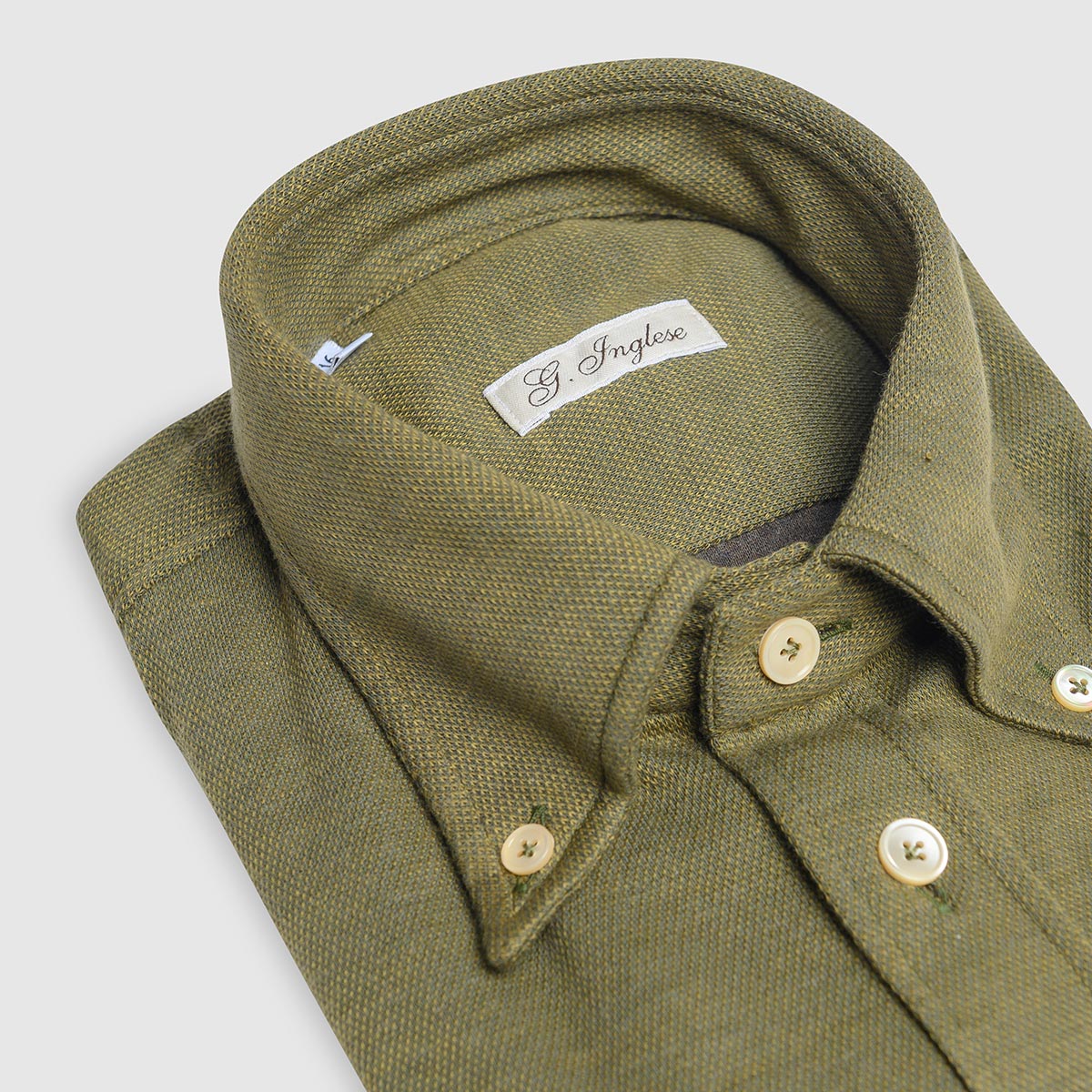 Green Cotton Piquet And Cashmere Botton-down Shirt G. Inglese on sale 2022 2