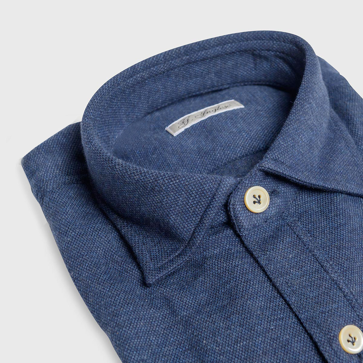Blue Cotton And Cashmere Piquet Shirt G. Inglese on sale 2022 2