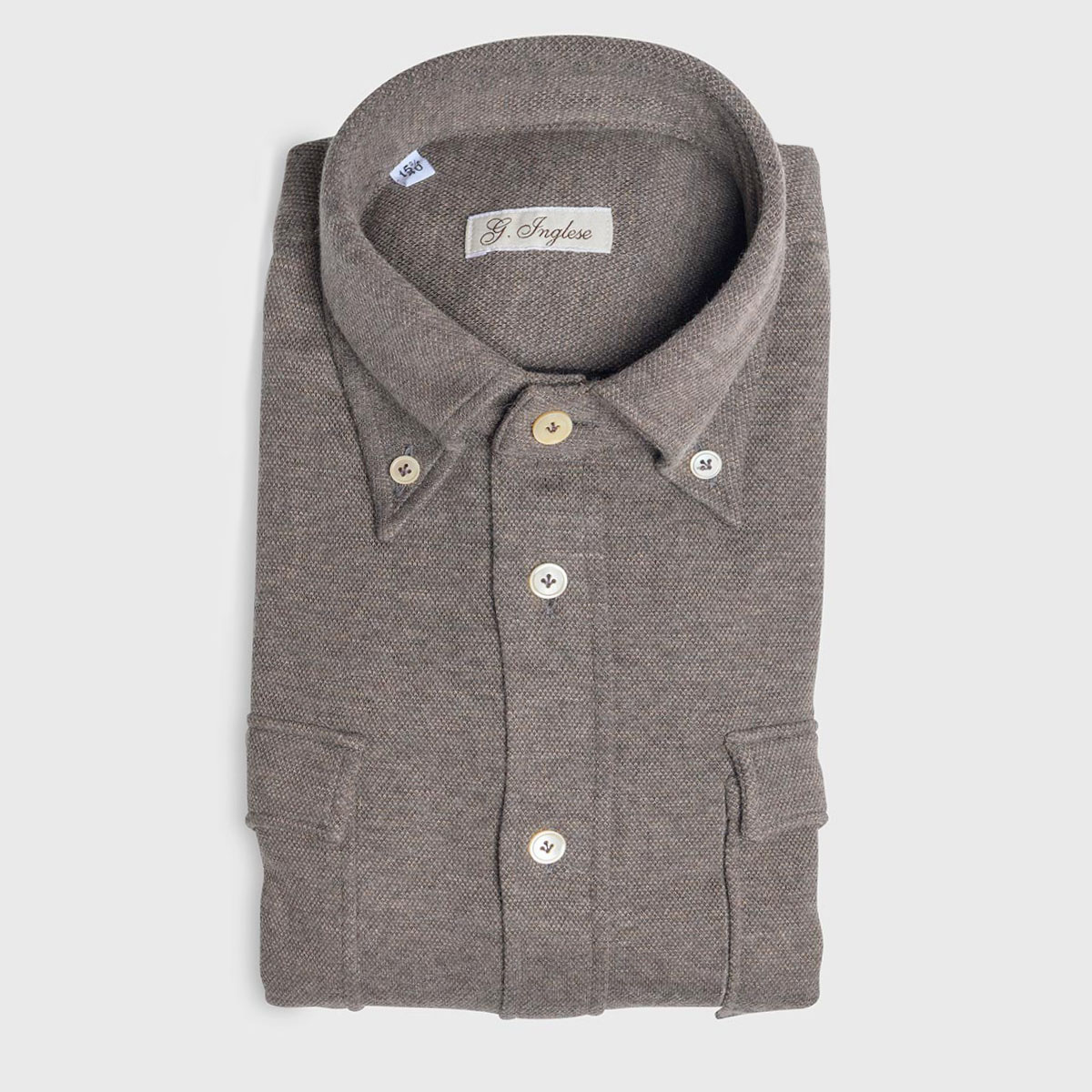 Brown Cotton Piquet And Cashmere Botton-down Shirt G. Inglese on sale 2022