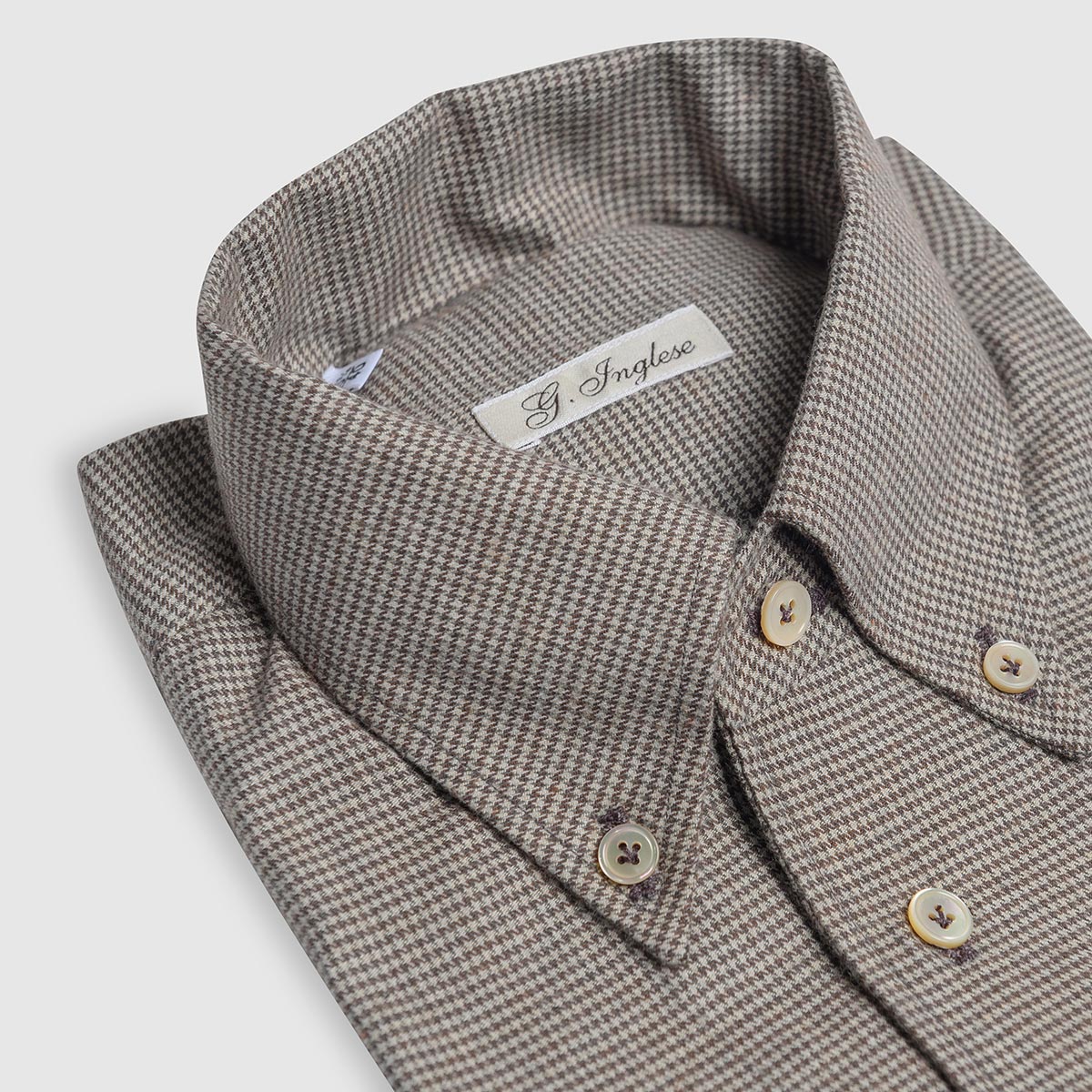 Brown/beige Cotton Vichy Check Shirt G. Inglese on sale 2022 2