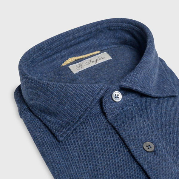 Jfk Blue Cashmere Cotton Piquet Polo Shirt