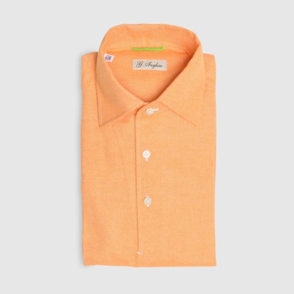 Mastroianni Orange Cotton Flannel Polo Shirt