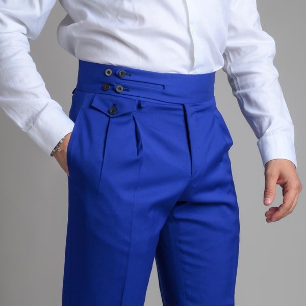 Blue Royal Two Pleats Trousers in VBC Tasmania Wool