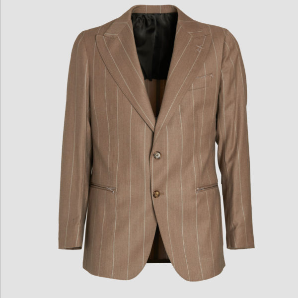 Beige Pinstripe Wool Cashmere Suit