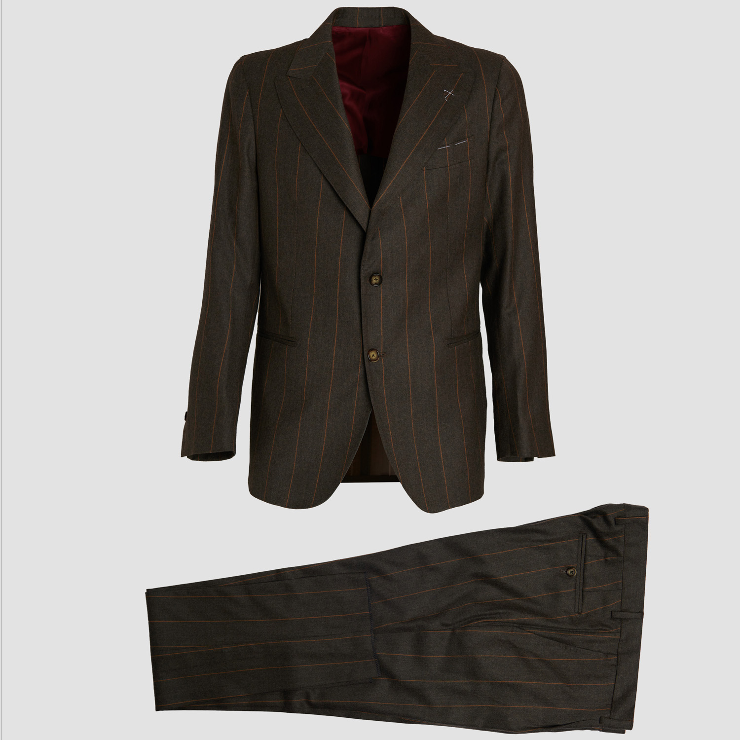 Brown Pinstripe Wool Cashmere Suit