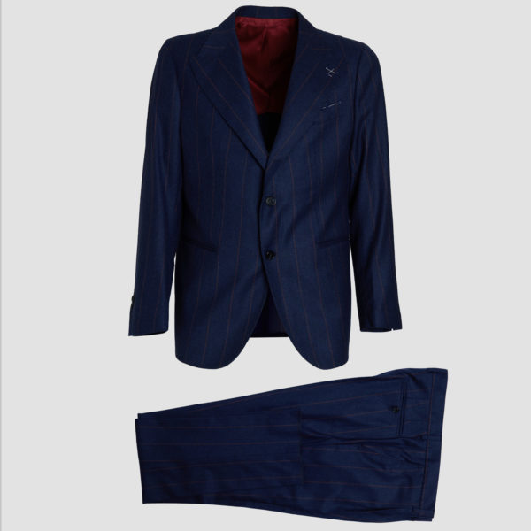 Blue Pinstripe Wool Cashmere Suit
