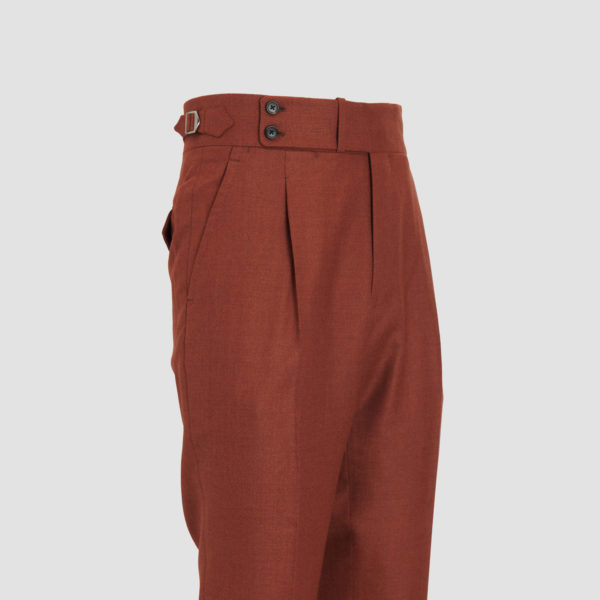 Burnt Orange Wool-Silk Dress Trouser