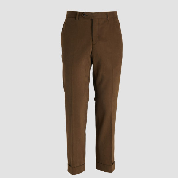 Brown Cotton Gabardine Chino
