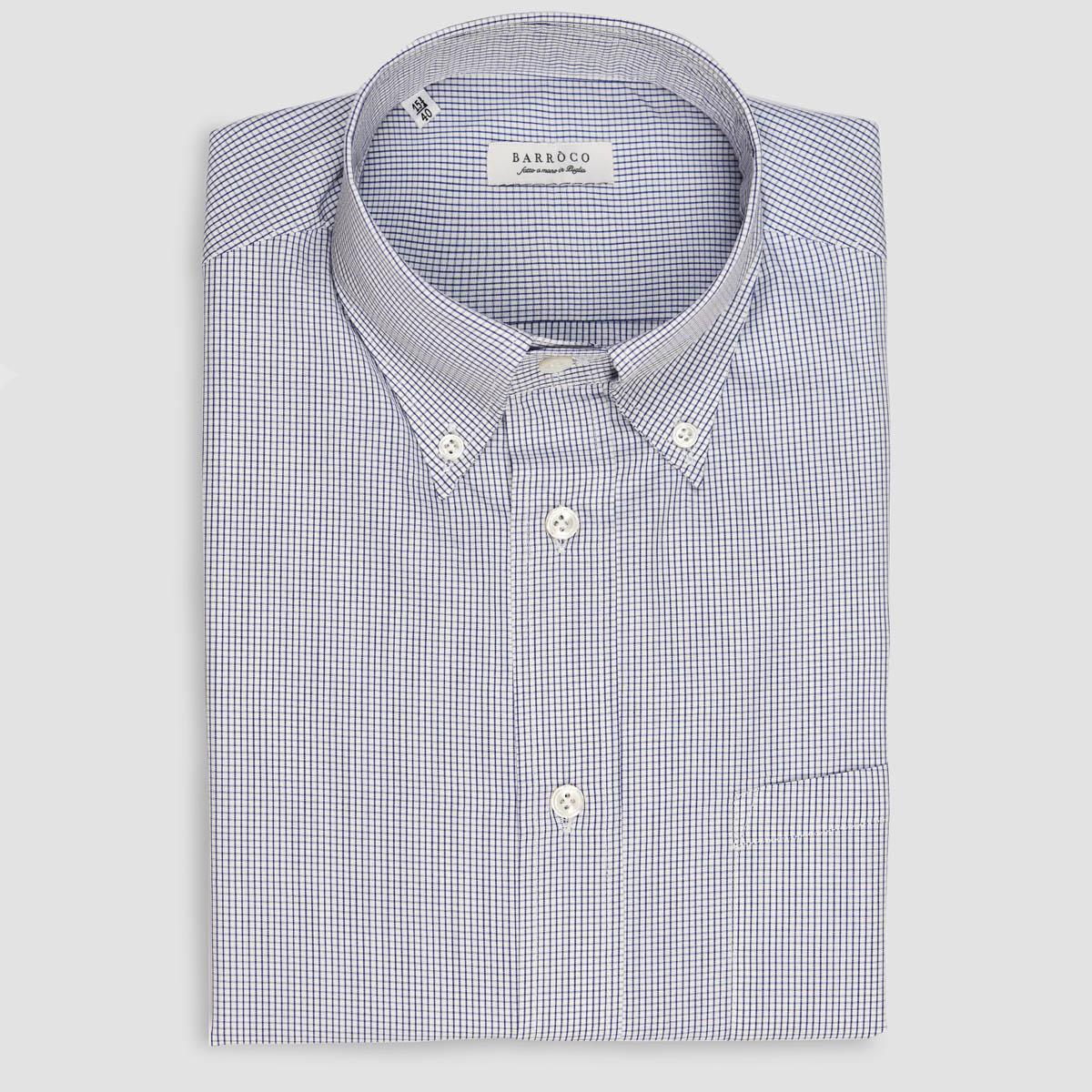 Blue White Micro Check Double Twisted Popeline Shirt