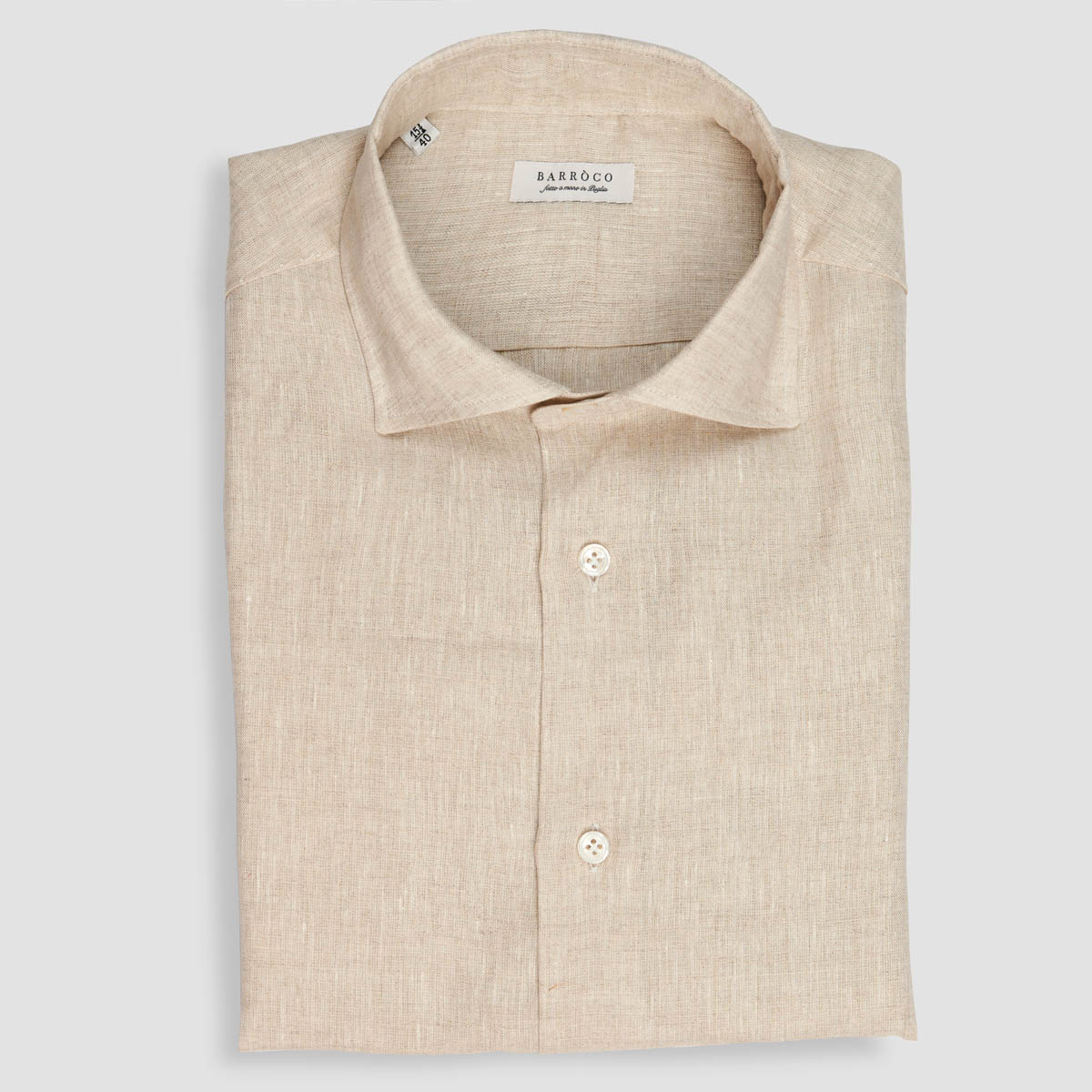 Albini Beige Printed Stripe Chambray Shirt by Proper Cloth