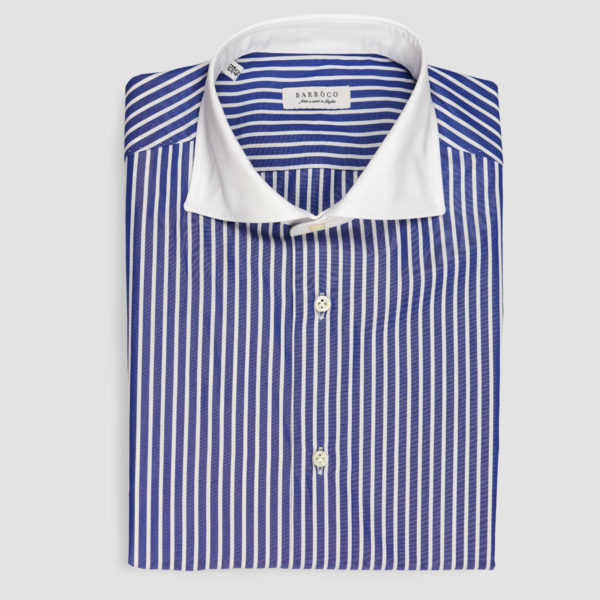 Blue White Striped Popelin Shirt