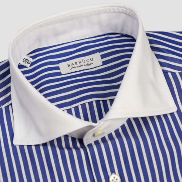 Blue White Striped Popelin Shirt