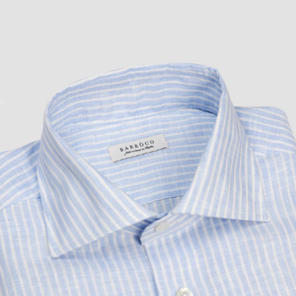 Azure White Striped Linen Shirt
