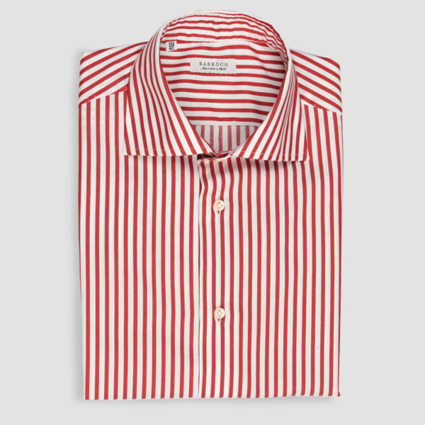 White Red Stripes Oxford Satin Shirt