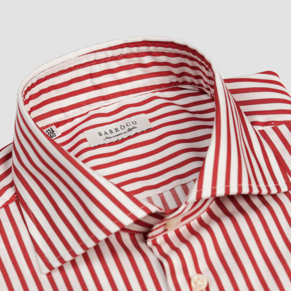 White Red Stripes Oxford Satin Shirt