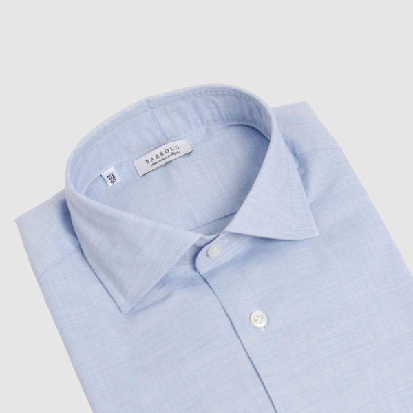 Light Azure  Herringbone Giza 87 Cotton Flannel Shirt