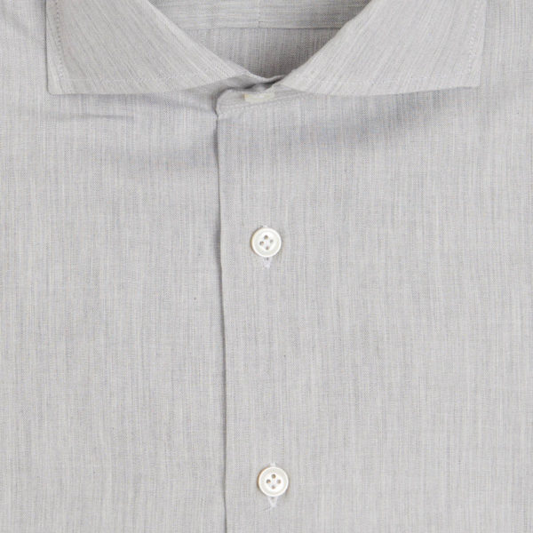 Light Grey Herringbone Giza 87 Cotton Flannel Shirt