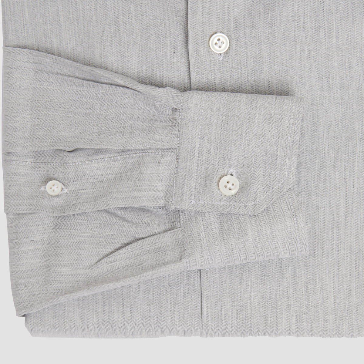 Light Grey Herringbone Giza 87 Cotton Flannel Shirt | Shop on Barròco