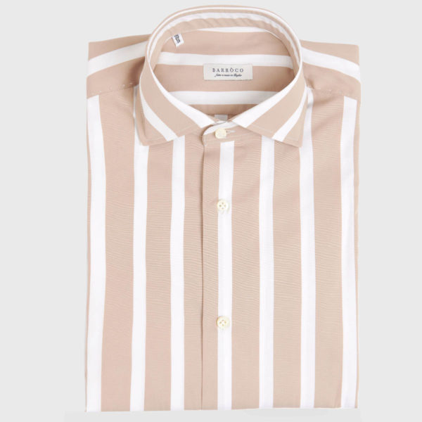 Fat Stripes White Beige Popelin Shirt