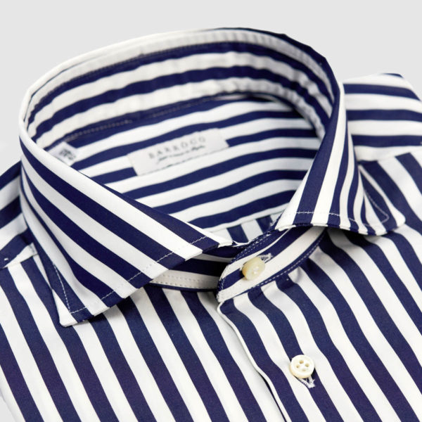 Blue Navy Striped “Pari Pari” Popeline Shirt
