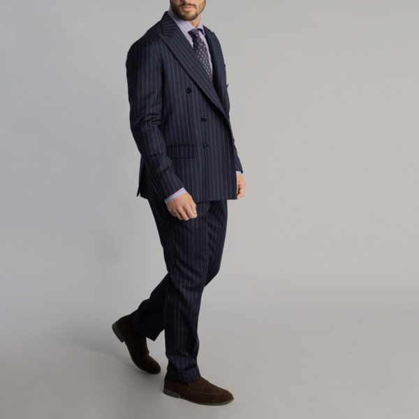 Blue Pinstripe Double Breasted Wool Suit