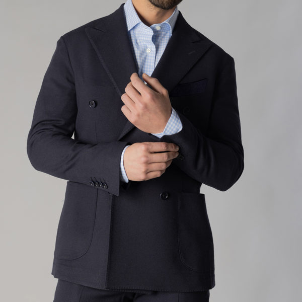 Blue Navy Performance Wool Double Breasted Suit